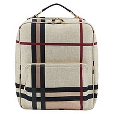 Plaid Check Linen Convertible Backpack