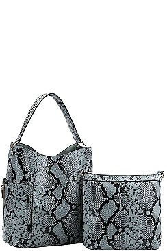 2 IN 1 PYTHON PATTERN DESIGNER TOTE BAG WITH LONG STRAP