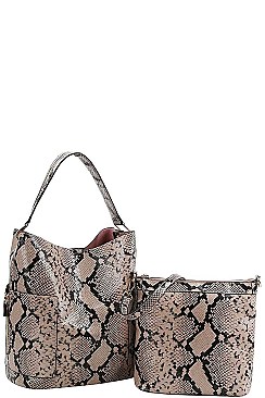 2 IN 1 PYTHON PATTERN DESIGNER TOTE BAG WITH LONG STRAP JY-F