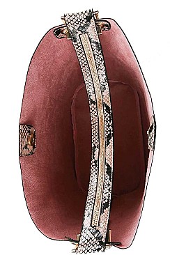 2 IN 1 PYTHON PATTERN DESIGNER TOTE BAG WITH LONG STRAP