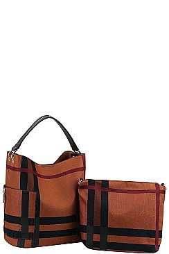2 IN 1 MODERN CHECK TRENDY SATCHEL