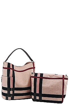 2 IN 1 MODERN CHECK TRENDY SATCHEL
