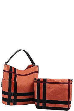 2 IN 1 MODERN CHECK TRENDY SATCHEL