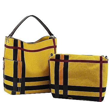 2 IN 1 MODERN CHECK TRENDY SATCHEL