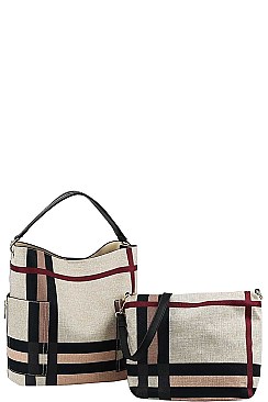 2 IN 1 MODERN CHECK TRENDY SATCHEL