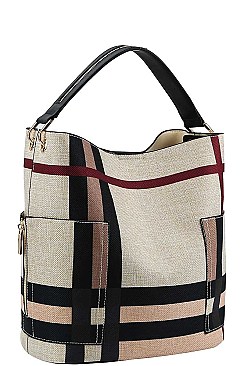 2 IN 1 MODERN CHECK TRENDY SATCHEL