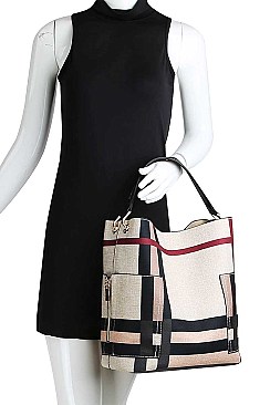2 IN 1 MODERN CHECK TRENDY SATCHEL