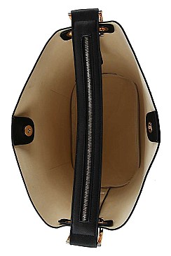 2 IN 1 MODERN CHECK TRENDY SATCHEL