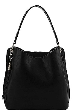 TASSEL SATCHEL BAG WITH LONG STRAP