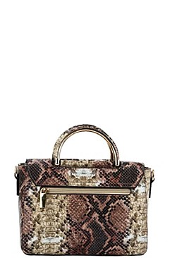 RHINESTONE BEE ACCENTED PYTHON SATCHEL BAG