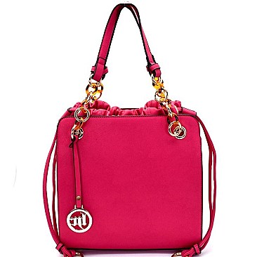 F0182-LP  Quality Chain Accent Drawstring Satchel