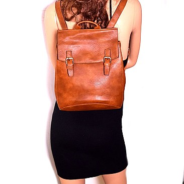 Belted Convertible Flap Backpack Shoulder Bag Mh-F0285
