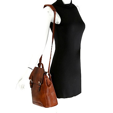 Belted Convertible Flap Backpack Shoulder Bag Mh-F0285