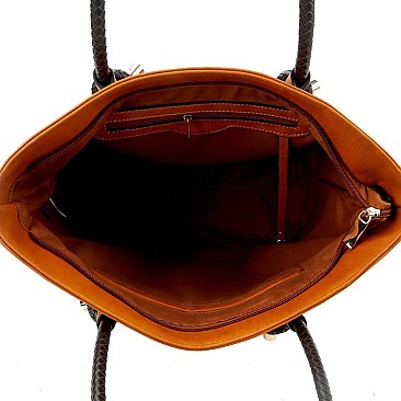 Stylish Braided Strap Shopper Tote Wallet SET MH-F0290