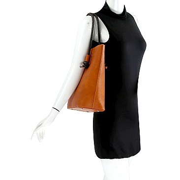 Stylish Braided Strap Shopper Tote Wallet SET MH-F0290