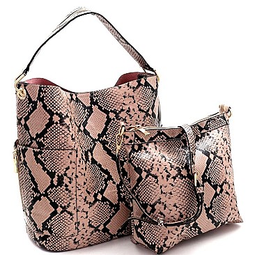 SNAKE PRINT HOBO & CROSS BODY SET