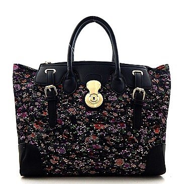 Colorful Flower Print Lace Fashion Satchel