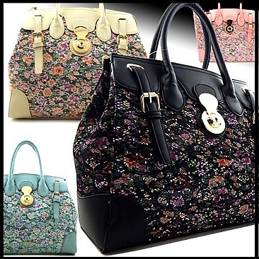 Colorful Flower Print Lace Fashion Satchel