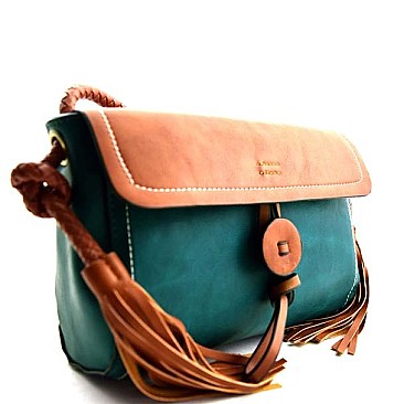 Lovely Small Fringed Tassel Double Color Cross Body Bag