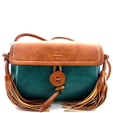 Lovely Small Fringed Tassel Double Color Cross Body Bag