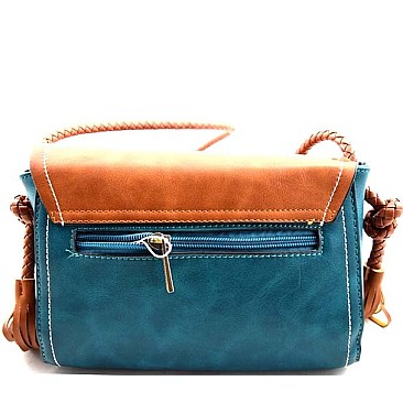 Lovely Small Fringed Tassel Double Color Cross Body Bag