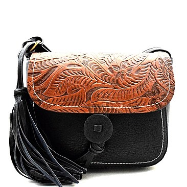 Quality Paisley Print Embossed Flap Cross Body