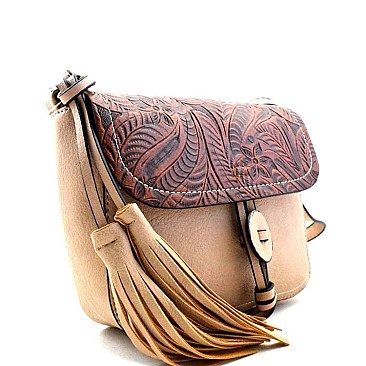 Quality Paisley Print Embossed Flap Cross Body