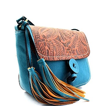 Quality Paisley Print Embossed Flap Cross Body