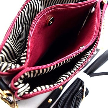 Classy Double Color Multi Compartment Clutch/Messenger Bag