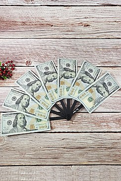 PACK OF 12 Hand Folding Fan with Fake 100 Dollar Bills - Party Favor