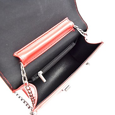 F5036-LP Chevron Quilted Turn-Lock Chain Shoulder Bag