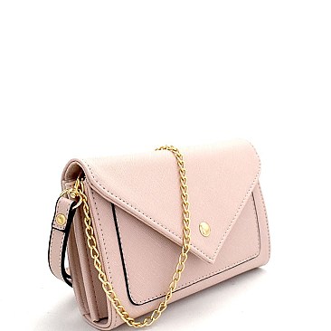 F5051-LP Saffiano Envelope Clutch Cross Body