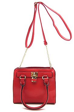 Padlock Accented Small Size Satchel