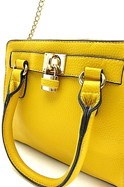 Padlock Accented Small Size Satchel