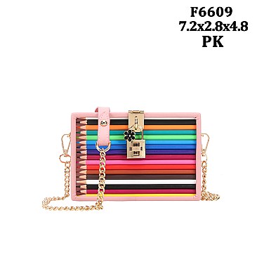 Colored Pencil Box Novelty Crossbody Bag