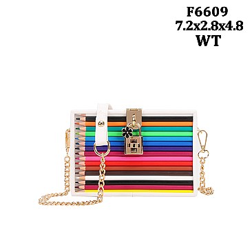 Colored Pencil Box Novelty Crossbody Bag