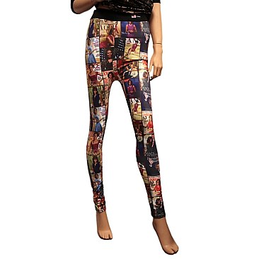 Michelle Obama MAGAZINE COLLAGE PRINT LEGGINGS