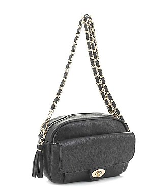 TRENDY TWIST TASSEL CHAIN CROSSBODY BAG