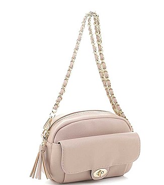 TRENDY TWIST TASSEL CHAIN CROSSBODY BAG