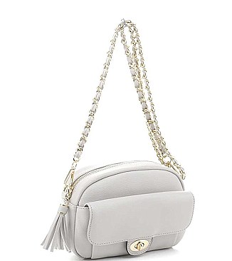TRENDY TWIST TASSEL CHAIN CROSSBODY BAG
