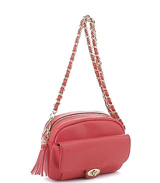 TRENDY TWIST TASSEL CHAIN CROSSBODY BAG
