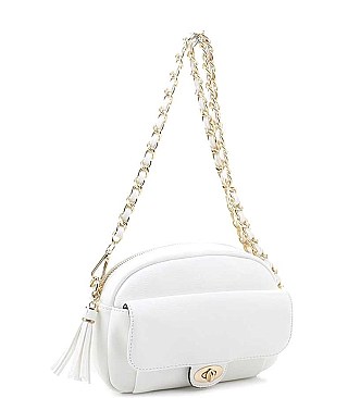 TRENDY TWIST TASSEL CHAIN CROSSBODY BAG
