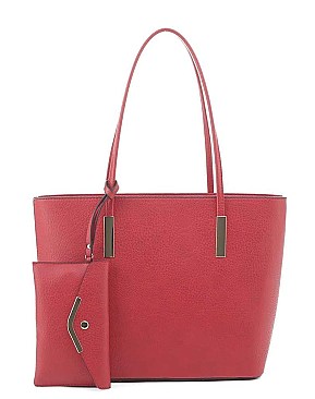 3 IN 1FASHION LONG HANDLE TOTE BAG WITH MATCHING BAG AND CLUTCH SET