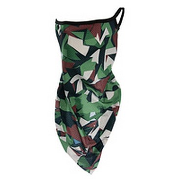 GEOMETRIC CAMOUFLAGE FACE TUBE SCARF MASK W/EAR LOOPS
