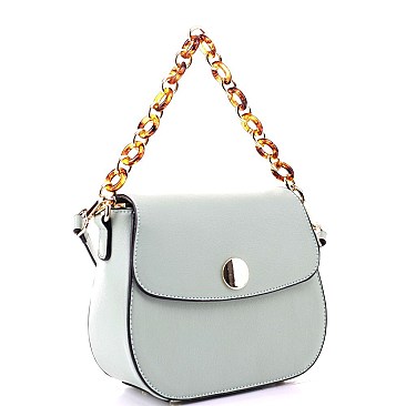2-Way Medium Linked Chain StrapFlap Saddle Satchel