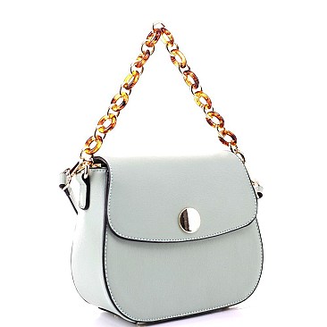 2-Way Medium Linked Chain StrapFlap Saddle Satchel