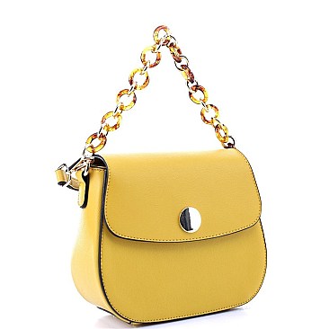 2-Way Medium Linked Chain StrapFlap Saddle Satchel