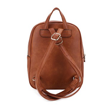 Gold Button Accents Front Pocket Backpack