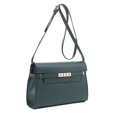 Belt Lock Medium Flap Shoulder Bag