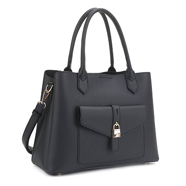 Front Envelope Flap Padlock Satchel Bag
